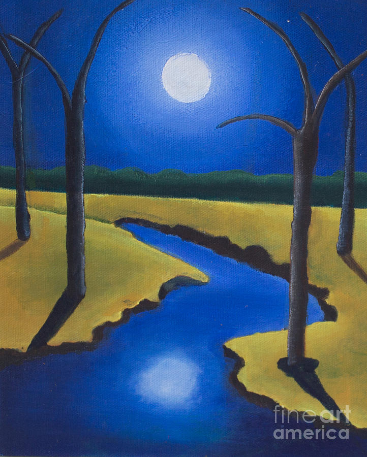 Full Moon Night - Walking Down The Sky Painting
