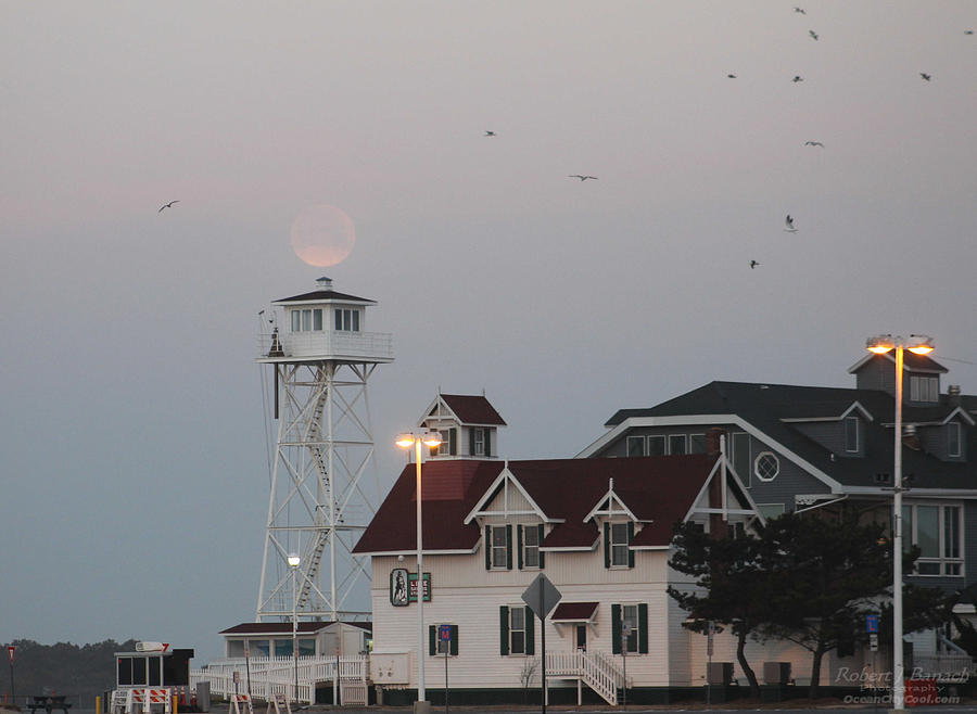 Full Moon on Watch Tower Photograph by Robert Banach