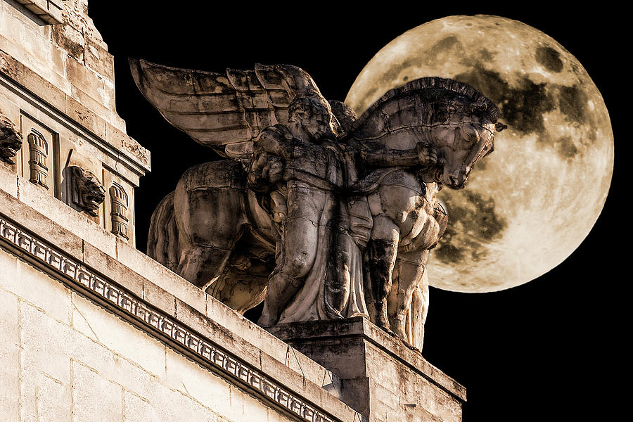 Full moon over Central Station Photograph by Wolfgang Stocker