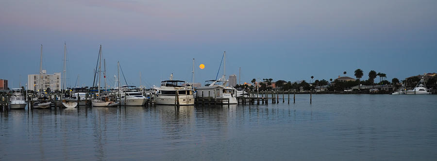 Full Moon over Clearwater Beach Marina Photograph by Bill Cannon - Fine ...