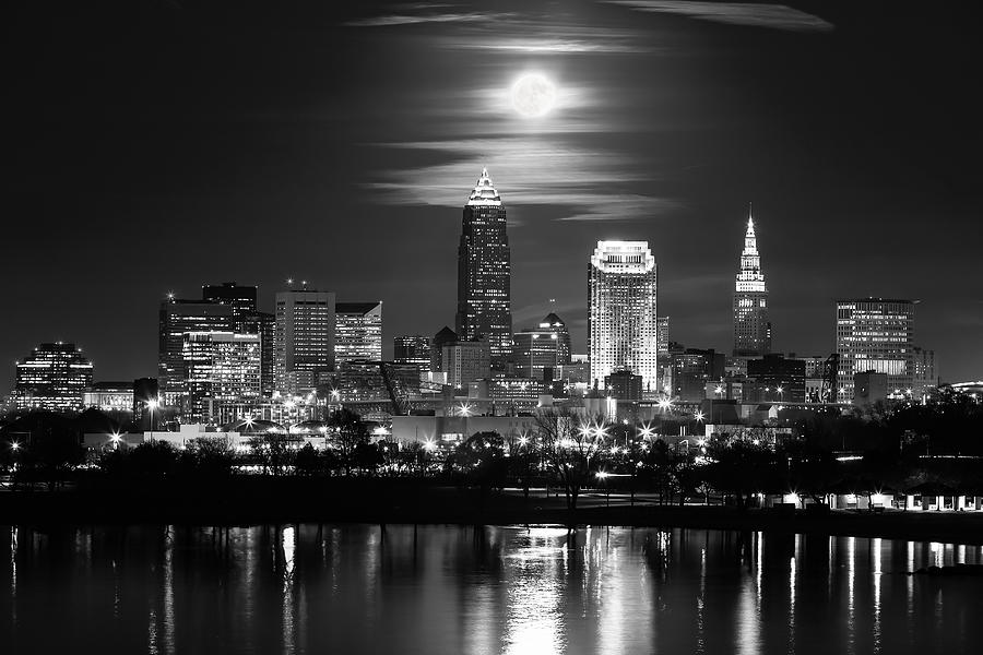 Full Moon Over Cleveland Photograph by Dale Kincaid
