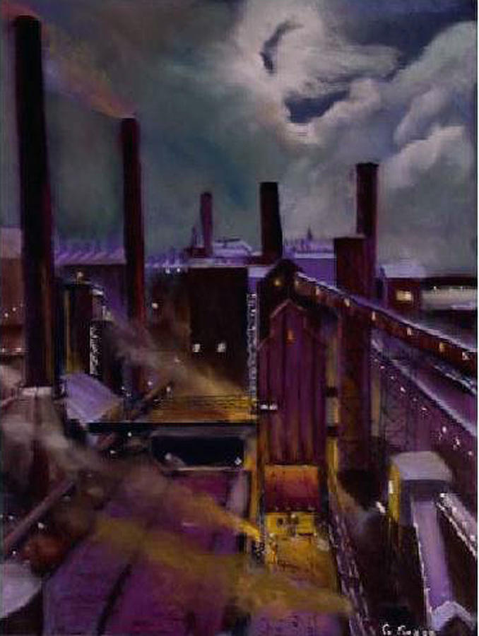 Buffalo Painting - Full Moon Over Coke Ovens by George Grace