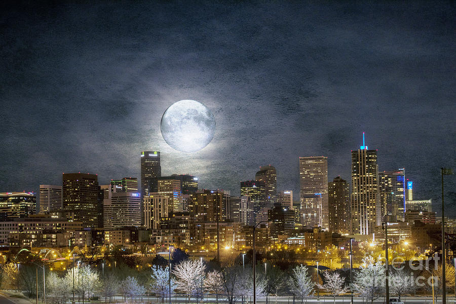 Full Moon Over Denver Photograph by Juli Scalzi