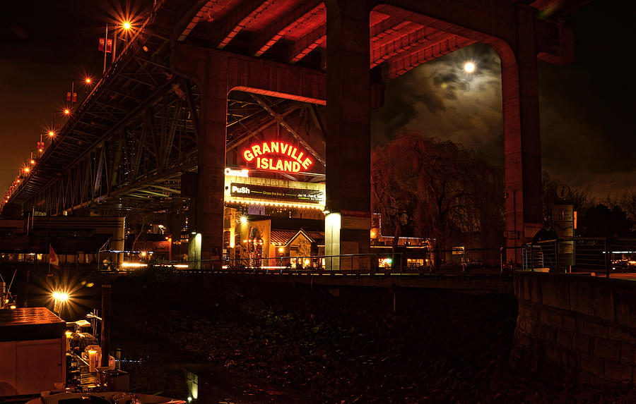 Full Moon Over Granville Island Photograph by Cameron Wood