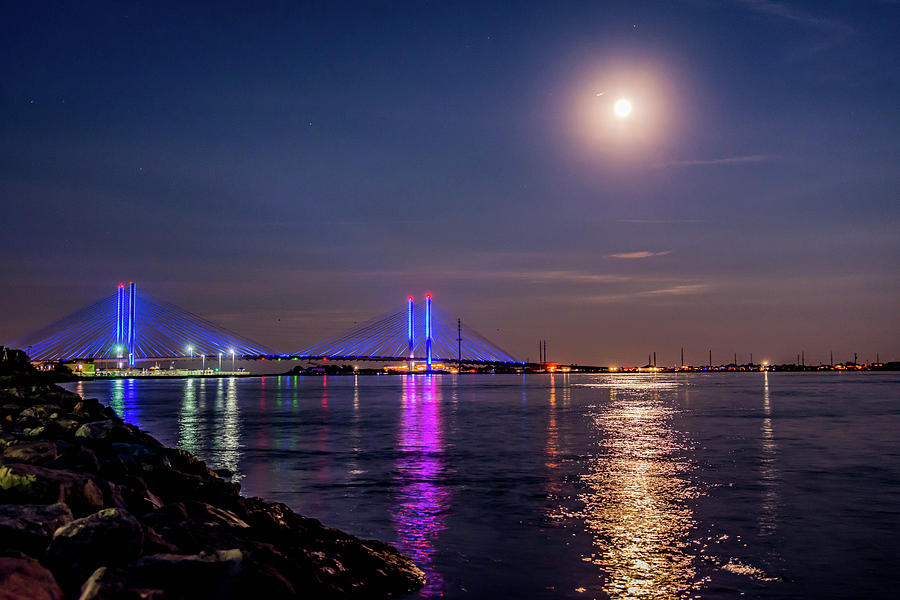 Full Moon over Indian River Inlet Photograph by Jodi Lyn Jones