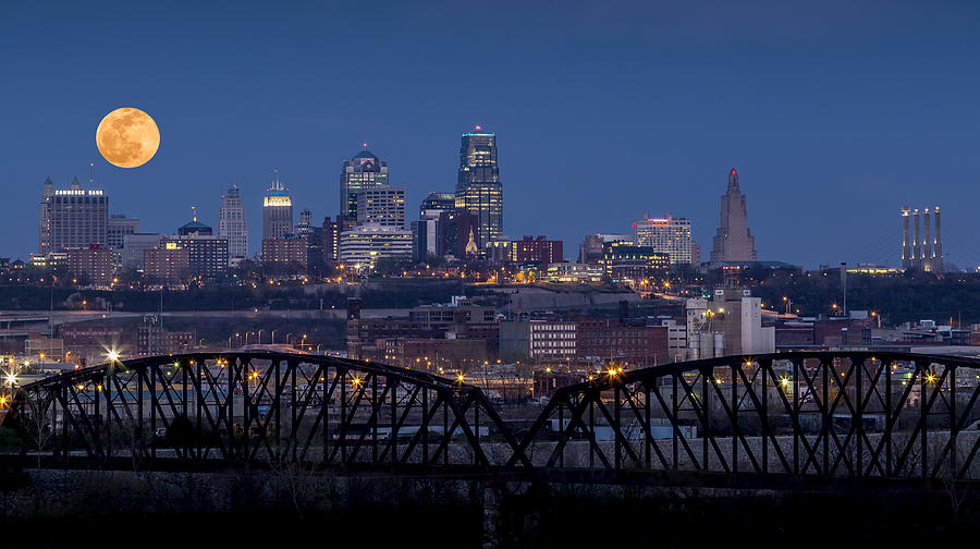 Kansas City Photograph - Full Moon over KC by Tracy Rollins