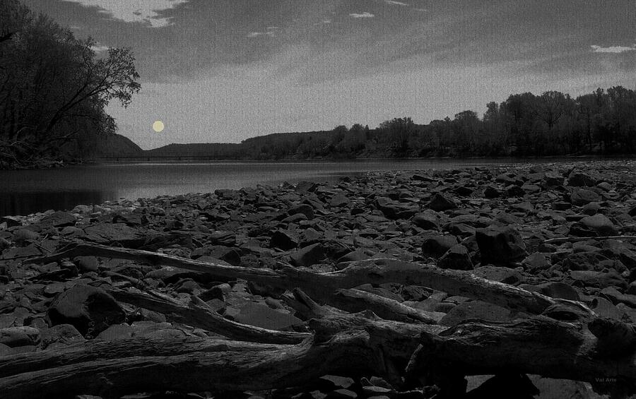 Full Moon Over Lambertville Photograph by Val Arie