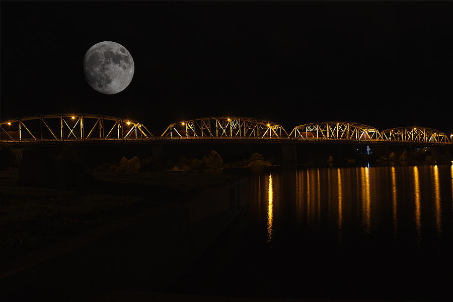 Full moon over Llano Bridge  Photograph by James Smullins