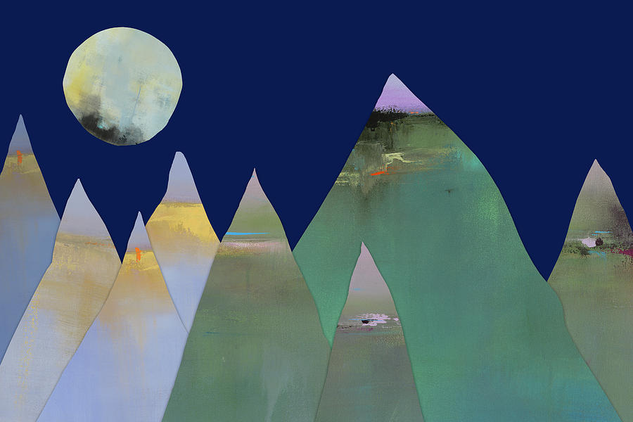 Mountain Mixed Media - Full Moon Over Mountain Range by Jacquie Gouveia
