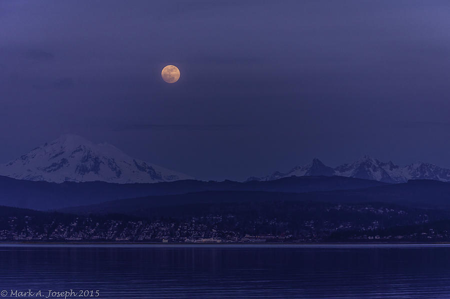 Full Moon Over Mt. Baker Photograph by Mark Joseph