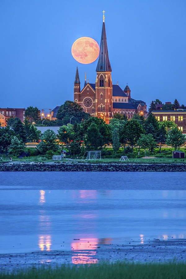 Full Moon Over Portland Cathedral Photograph