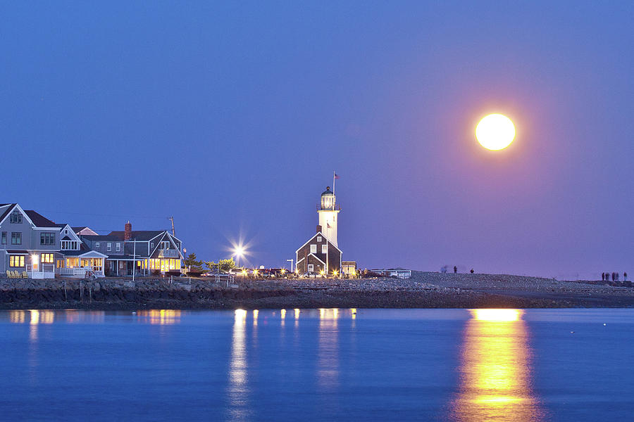 Full Moon over Scituate Light Photograph by Susan Cole Kelly