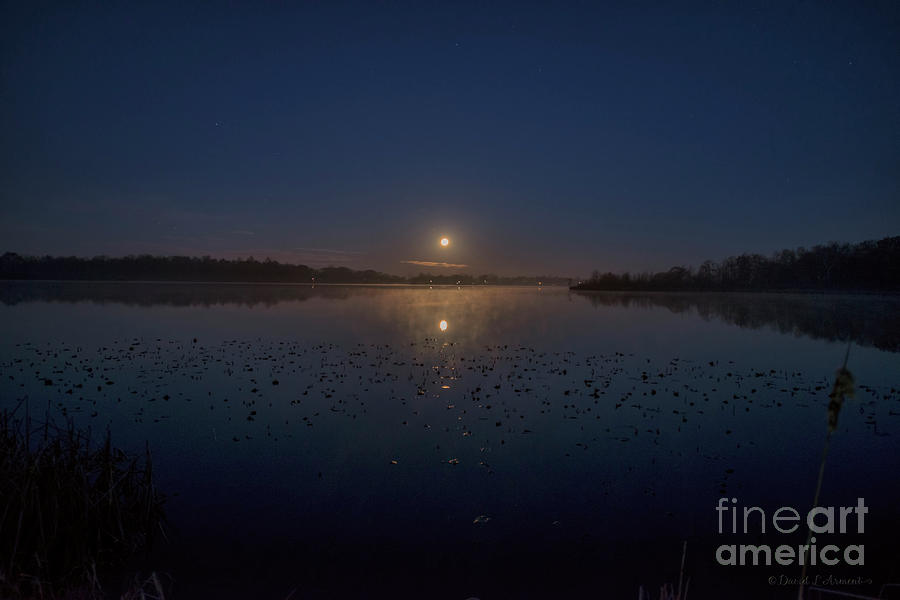 Full Moon over Shipshewana Lake Photograph by David Arment