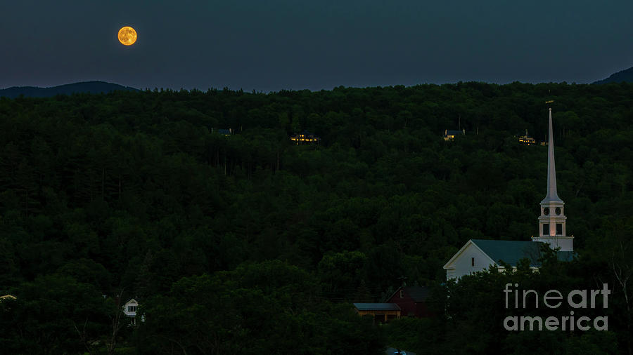 Full moon over Stowe Photograph by Scenic Vermont Photography