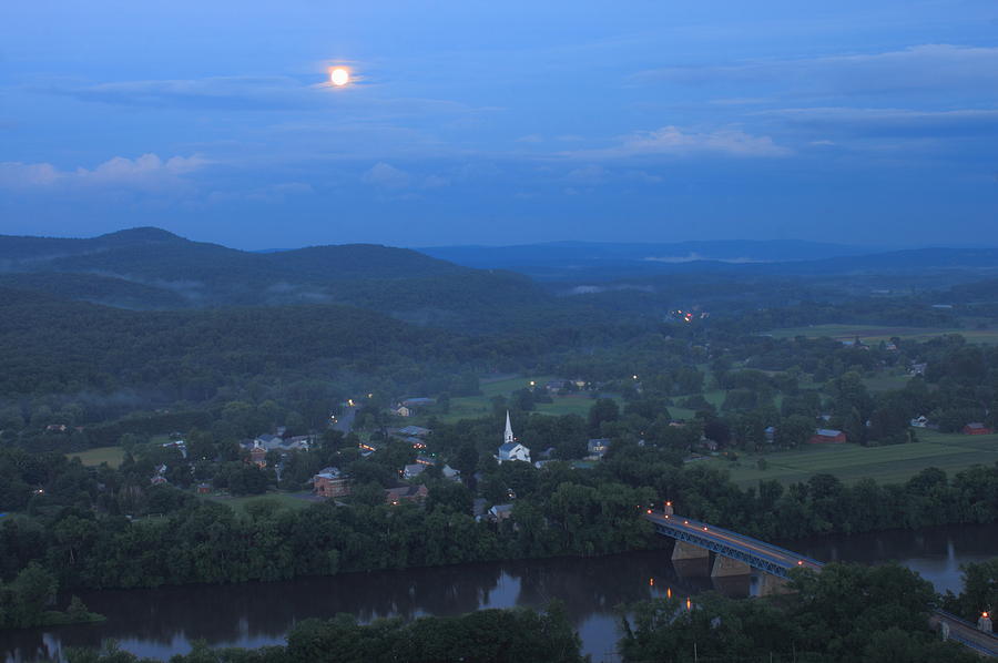 Full Moon over the Connecticut River Valley Photograph by John Burk