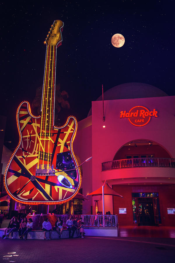 Full Moon Over the Hard Rock Cafe Photograph by Lynn Bauer