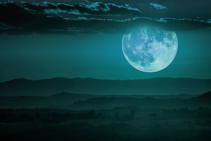 Full moon over Tuscany Digital Art by Wolfgang Stocker