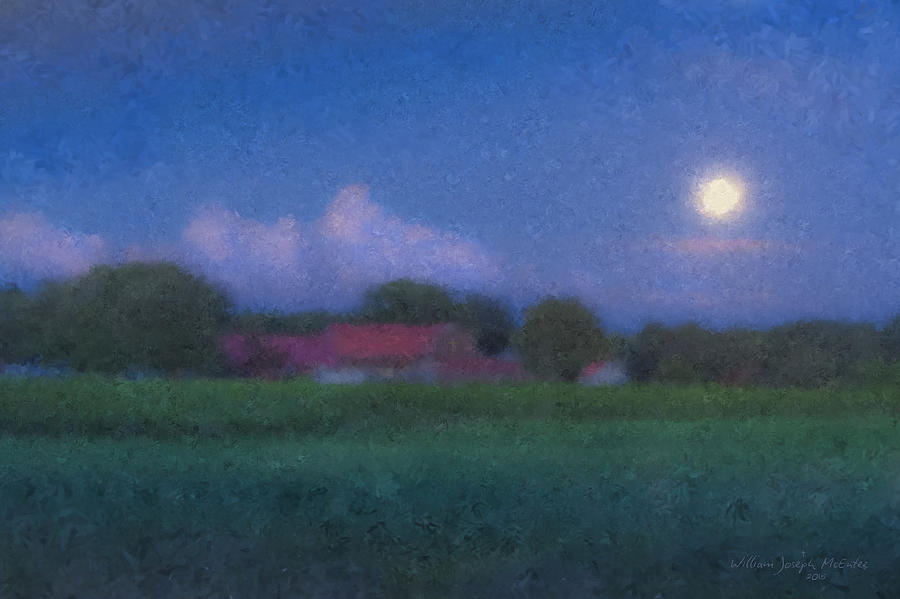 Full Moon over Westport Painting by Bill McEntee