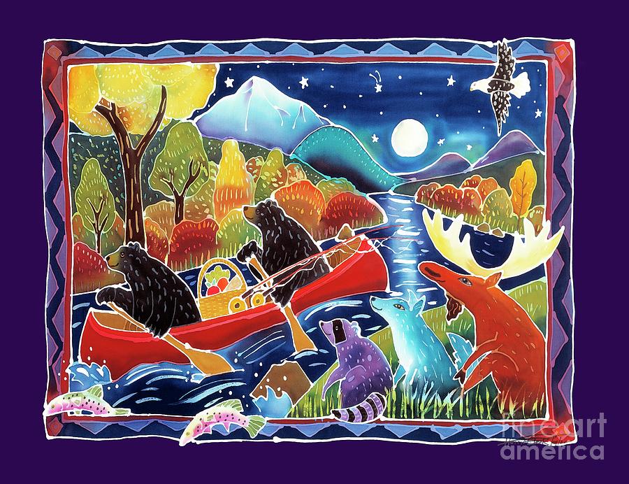 Moose Painting - Full Moon Paddle by Harriet Peck Taylor