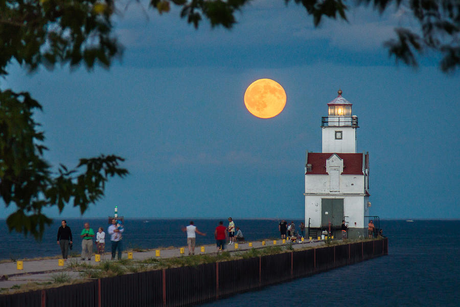 Lake Michigan Photograph - Full Moon Promenade by Bill Pevlor