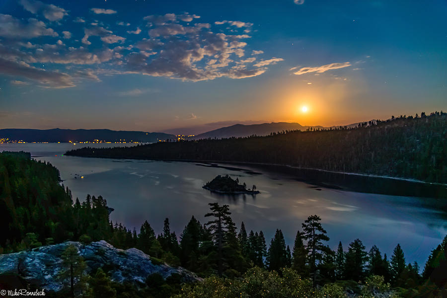 Full Moon Rising on Emerald Bay Photograph by Mike Ronnebeck