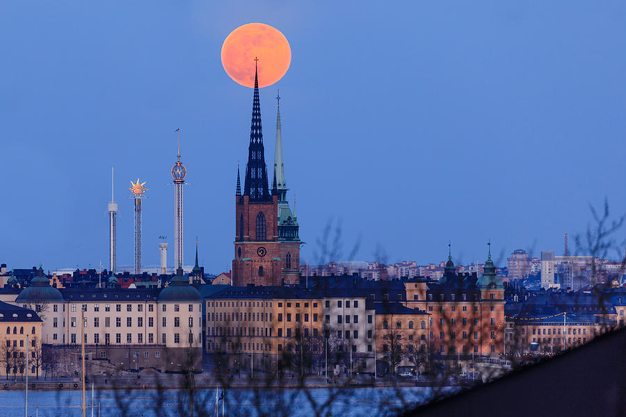 Full Moon Photograph - Full moon rising over Gamla Stan in Stockholm by Dejan Kostic Full Moon Photograph - Full moon rising over Gamla Stan in Stockholm by Dejan Kostic