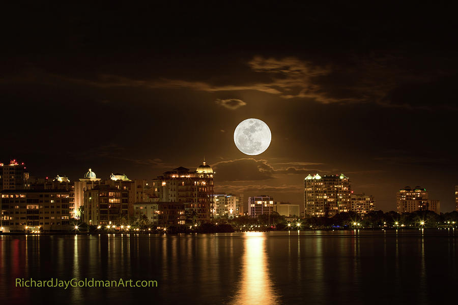 Full Moon Rising Over Sarasota Photograph by Richard Goldman