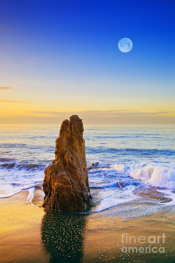 Beaches Photograph - Full Moon Setting by Greg Clure Beaches Photograph - Full Moon Setting by Greg Clure