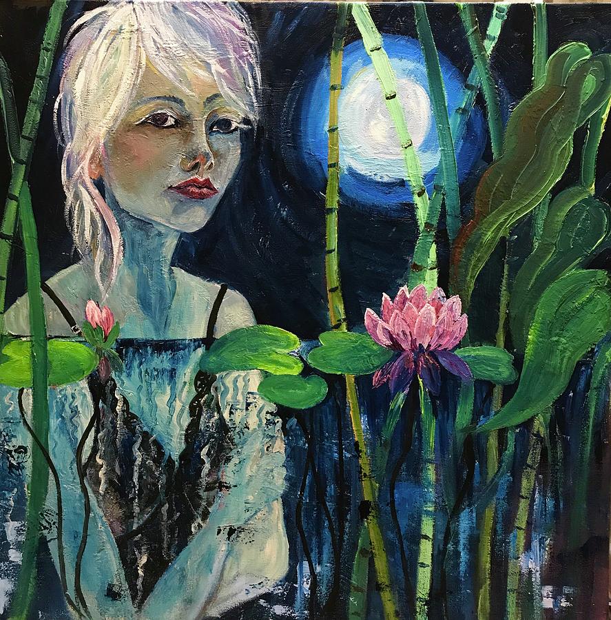  Full moon Woman Painting by Esther Woods