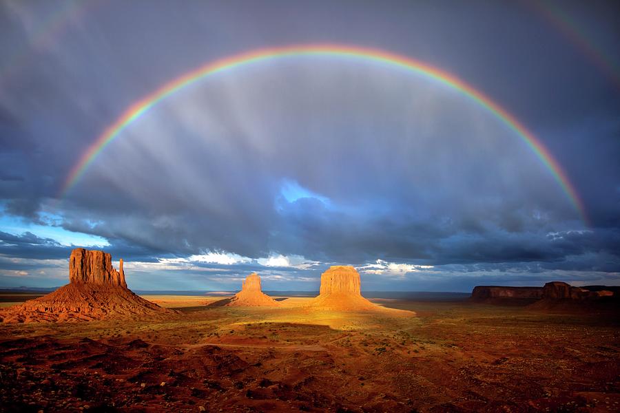 Full Rainbow Over The Mittens Photograph by Harriet Feagin