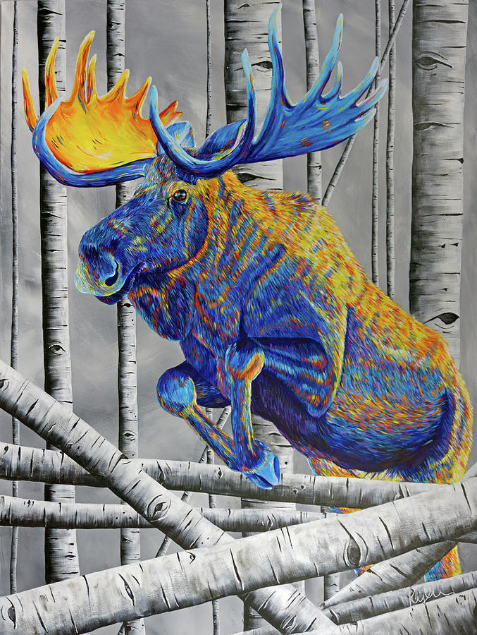 Wildlife Painting - Full Steam - Moose by Kylie Fine Art