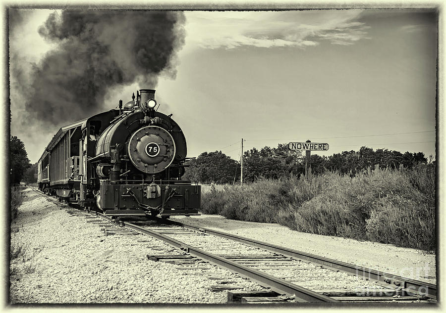 Transportation Photograph - Full Steam To Nowhere BW by Kevin Anderson