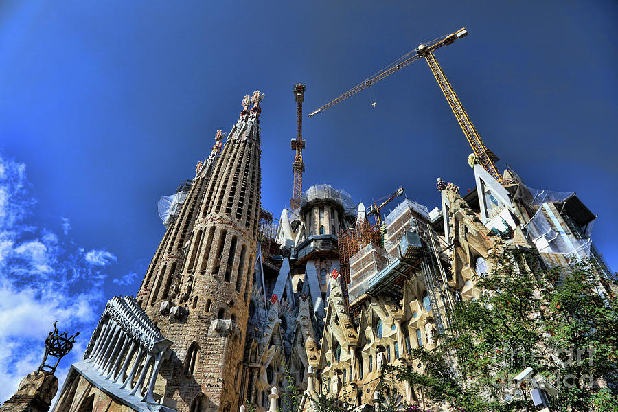 Full View Gaudis Gothic La Sagrada Families Spain  Photograph by Chuck Kuhn