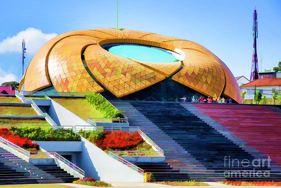 Full view Sunflower Architecture Lam Vien Square Da Lat Vietnam  Digital Art by Chuck Kuhn