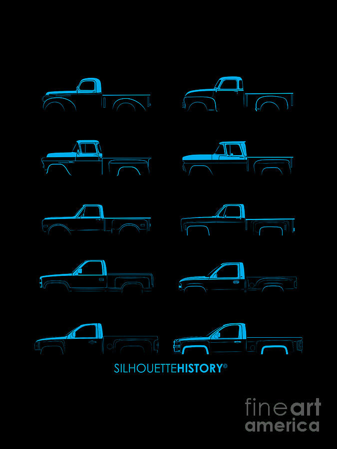 Car Digital Art - Fullsize Pickup SilhouetteHistory by Balazs Iker