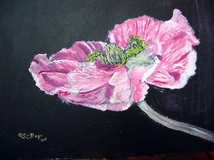 Fully Open Poppy Painting by Richard Le Page