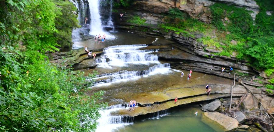 Fun at Cummings Falls,  Tennessee Photograph by Stacie Siemsen