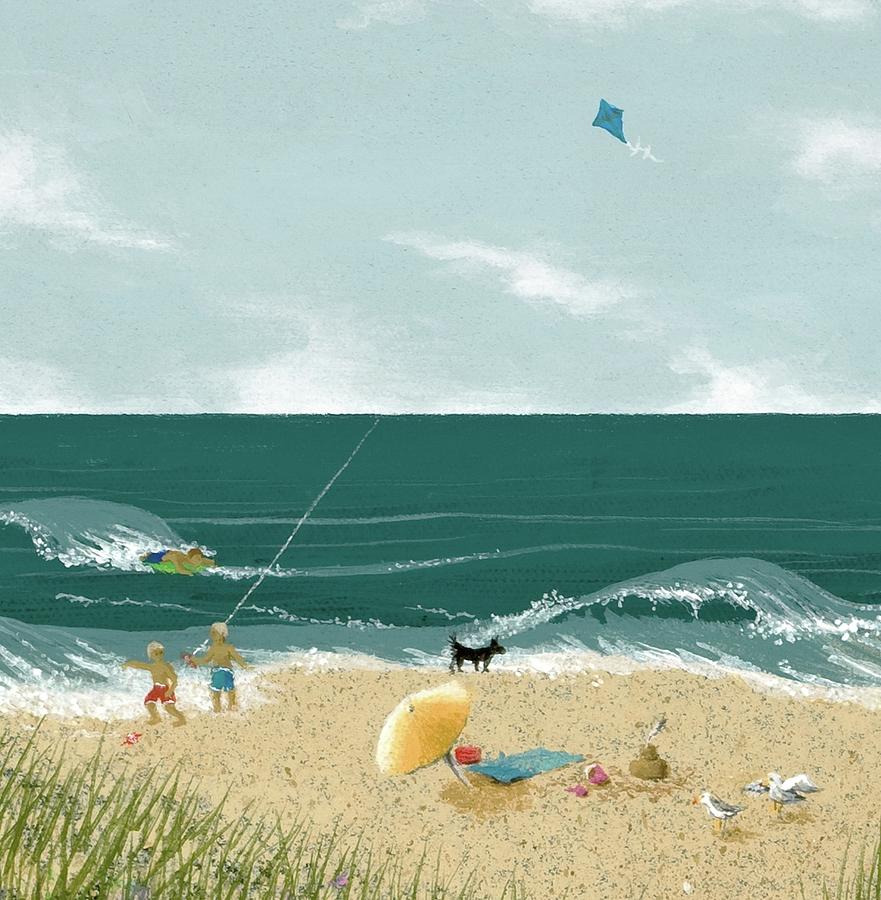 Fun at the Beach Painting by Katherine Young-Beck