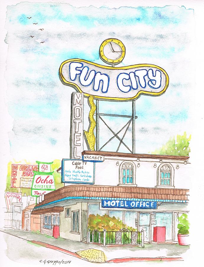Fun City Motel, Las Vegas, Nevada Painting by Carlos G Groppa