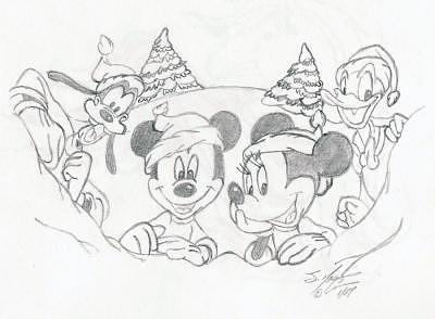 Mickey Drawing - Fun In The Snow by Thomas Case Mickey Drawing - Fun In The Snow by Thomas Case