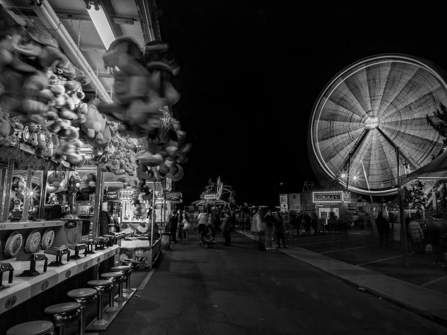 Fun On The Midway In Black And White Photograph