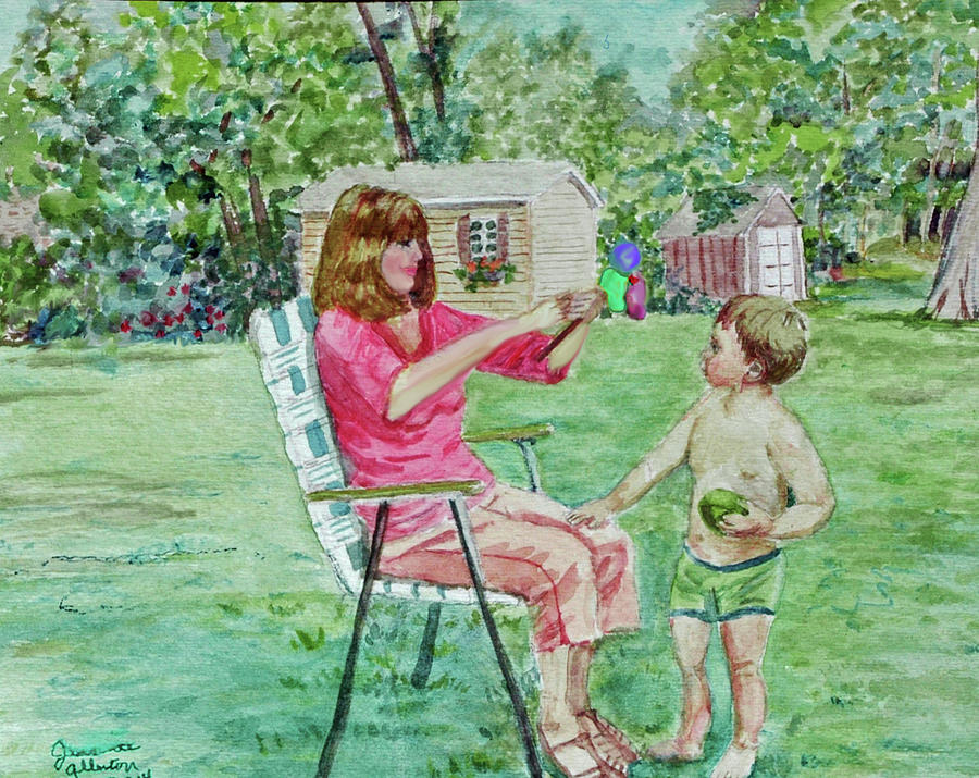 Fun with Grandma Painting by Jeannie Allerton