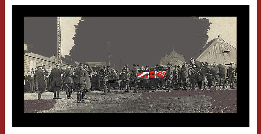 Funeral cortege for poet John McCrae Wimereux Cemetery near Boulogne France 1918 color frames added Photograph by David Lee Guss