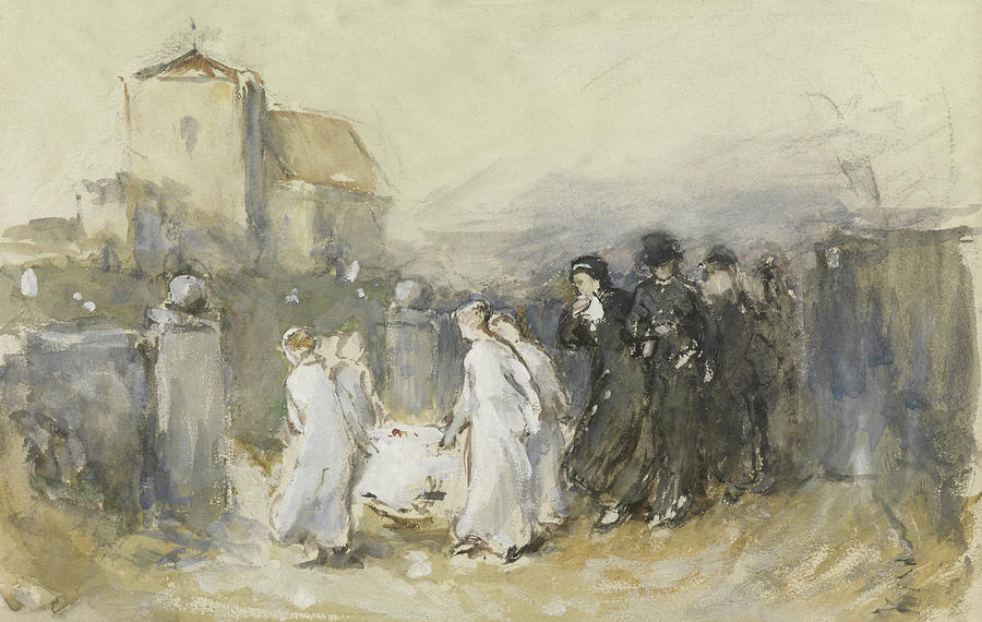 Study Painting - Funeral of the First Born by Frank Holl