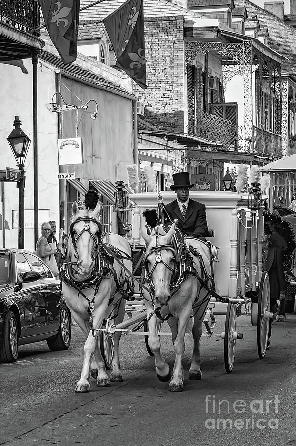 Funeral Procession French Quarter - NOLA - bw Photograph by Kathleen K Parker