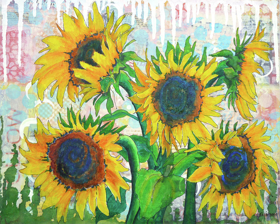 Funflowers Painting by Lisa Crisman