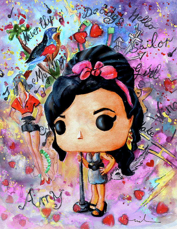 Funko Amy Winehouse Painting by Miki De Goodaboom
