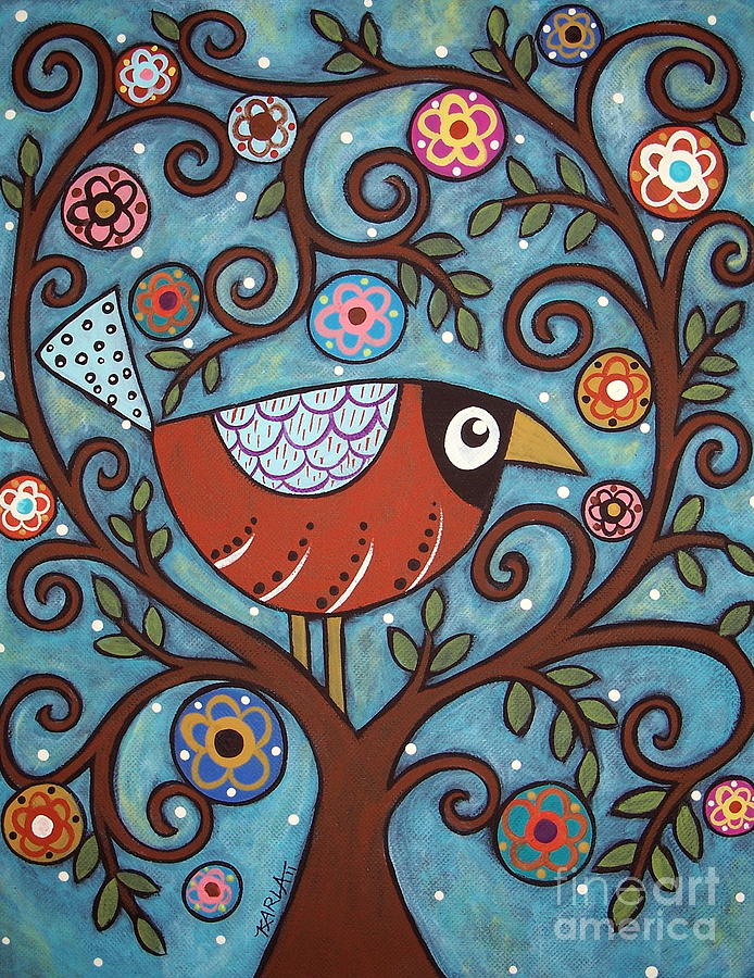 Flower Painting - Funky Bird by Karla Gerard