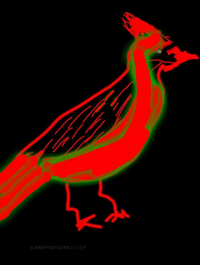 Funky Cardinal Digital Art by Kathy Barney