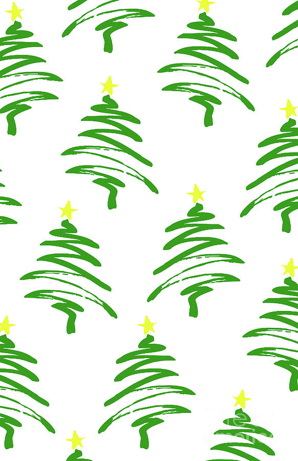 Funky Christmas Trees Digital Art by Louisa Knight
